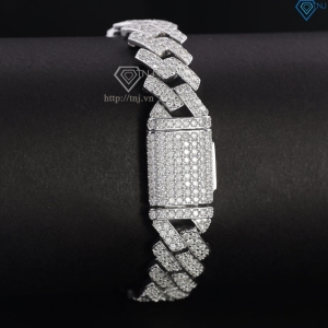 Lắc tay nam Cuban đính full kim cương Moissanite 14mm LTAM0013