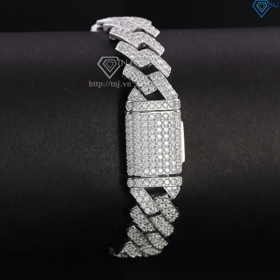 Lắc tay nam Cuban đính full kim cương Moissanite 14mm LTAM0013 Lắc tay nam Cuban đính full kim cương Moissanite 14mm LTAM0013