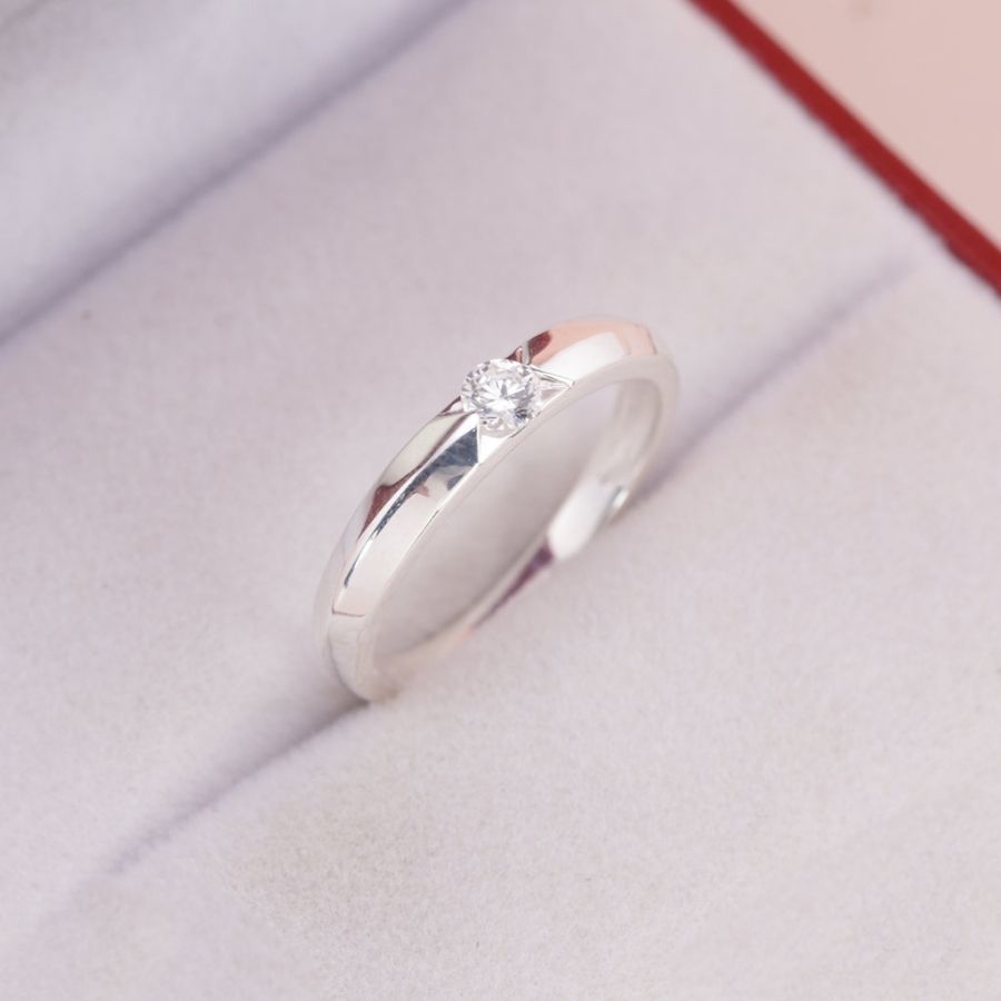 Nhẫn bạc nữ đơn giản đính đá NN0528 Nhẫn bạc nữ đơn giản đính đá NN0528