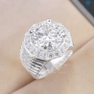 Nhẫn bạc nam bản to đính đá 15mm NNA0862 Nhẫn bạc nam bản to đính đá 15mm NNA0862