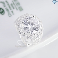 Nhẫn bạc nam bản to đính đá 15mm NNA0862 Nhẫn bạc nam bản to đính đá 15mm NNA0862