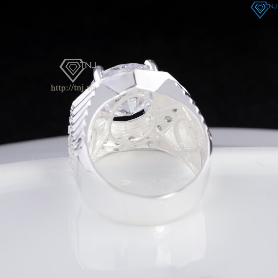 Nhẫn bạc nam bản to đính đá 15mm NNA0862 Nhẫn bạc nam bản to đính đá 15mm NNA0862