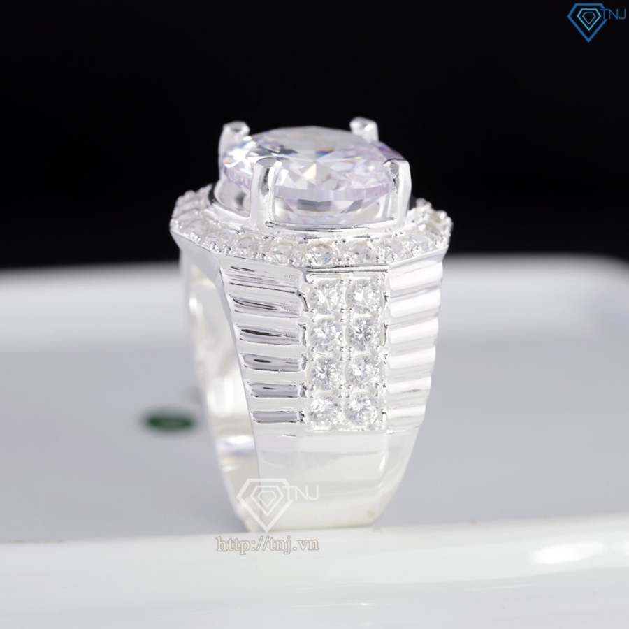 Nhẫn bạc nam bản to đính đá 15mm NNA0862 Nhẫn bạc nam bản to đính đá 15mm NNA0862