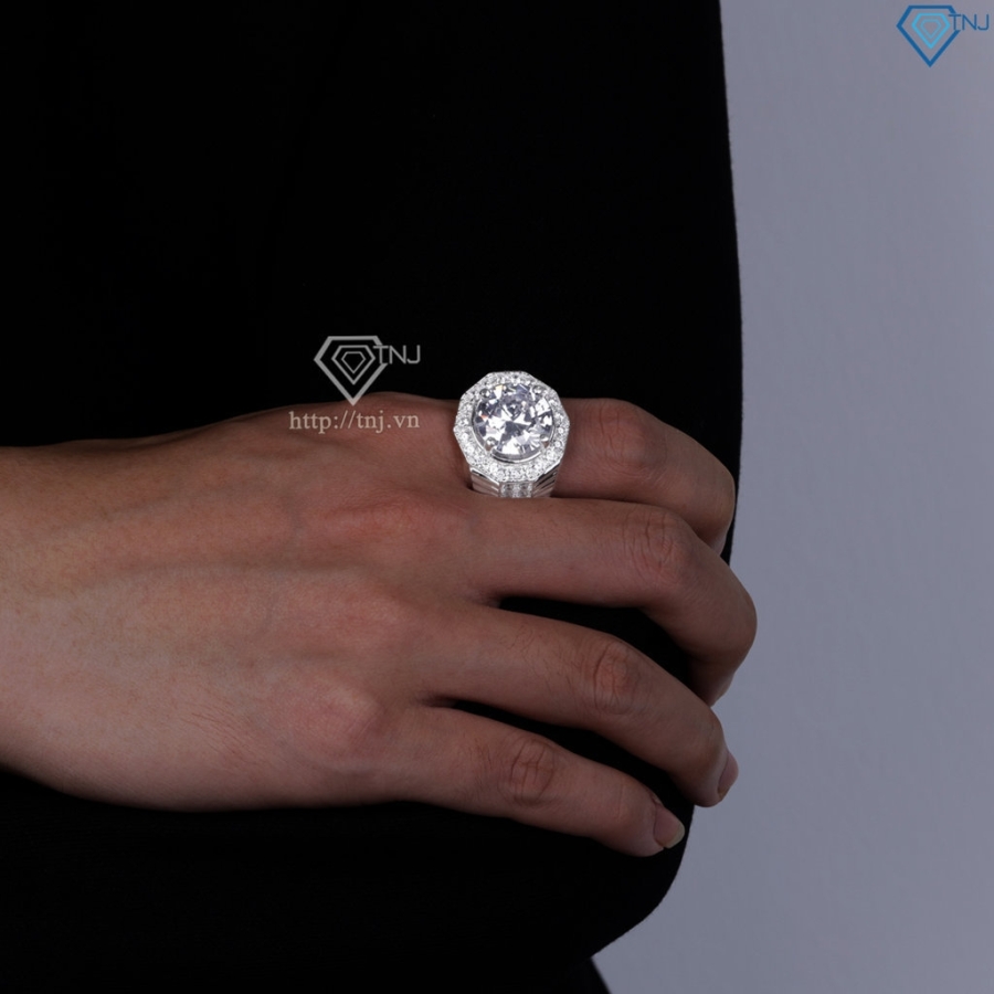 Nhẫn bạc nam bản to đính đá 15mm NNA0862 Nhẫn bạc nam bản to đính đá 15mm NNA0862