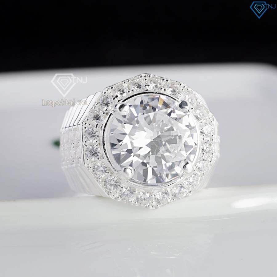 Nhẫn bạc nam bản to đính đá 15mm NNA0862 Nhẫn bạc nam bản to đính đá 15mm NNA0862