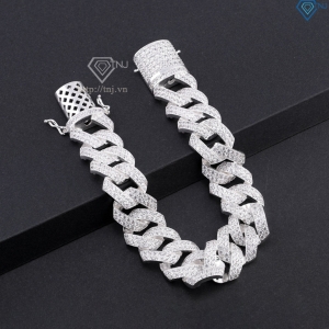 Lắc tay nam Cuban bạc đính đá LTA0059 - Trang Sức TNJ