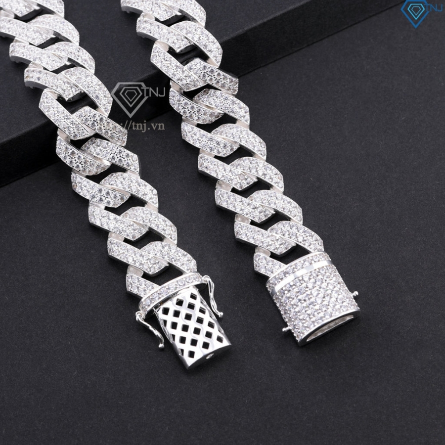 Lắc tay nam Cuban bạc đính đá LTA0059 - Trang Sức TNJ