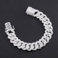 Lắc tay nam Cuban bạc đính đá LTA0059