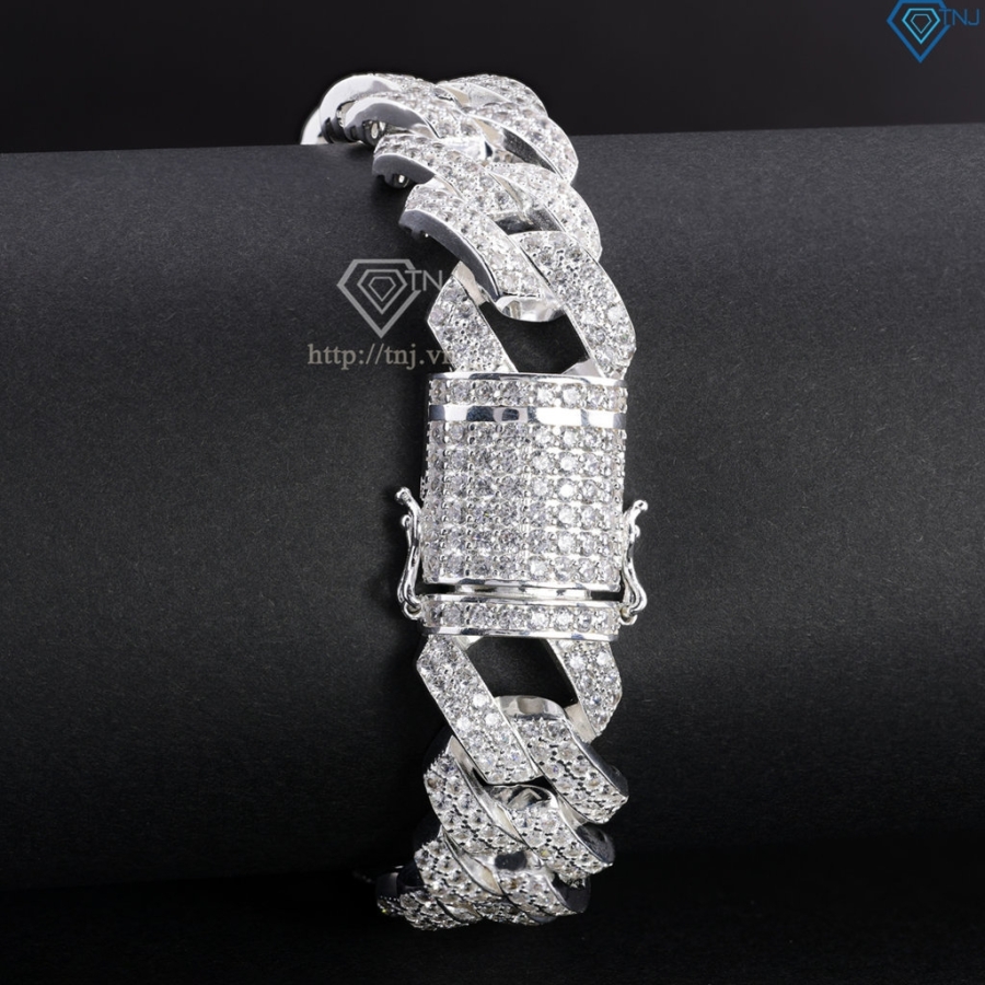 Lắc tay nam Cuban bạc đính đá LTA0059 - Trang Sức TNJ