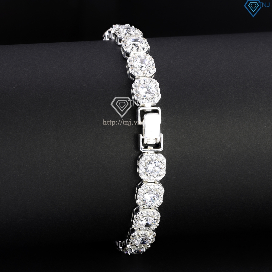 Lắc tay bạc nam Tennis vuông đính đá 5mm đẹp LTA0208