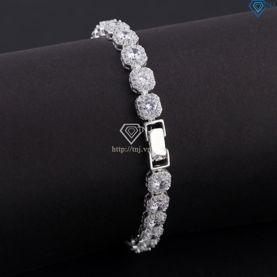 Lắc tay bạc nam Tennis vuông đính đá 4mm đẹp LTA0209