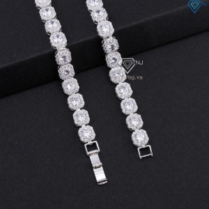Lắc tay bạc nam Tennis vuông đính đá 4mm đẹp LTA0209