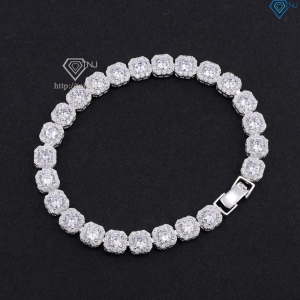 Lắc tay bạc nam Tennis vuông đính đá 4mm đẹp LTA0209