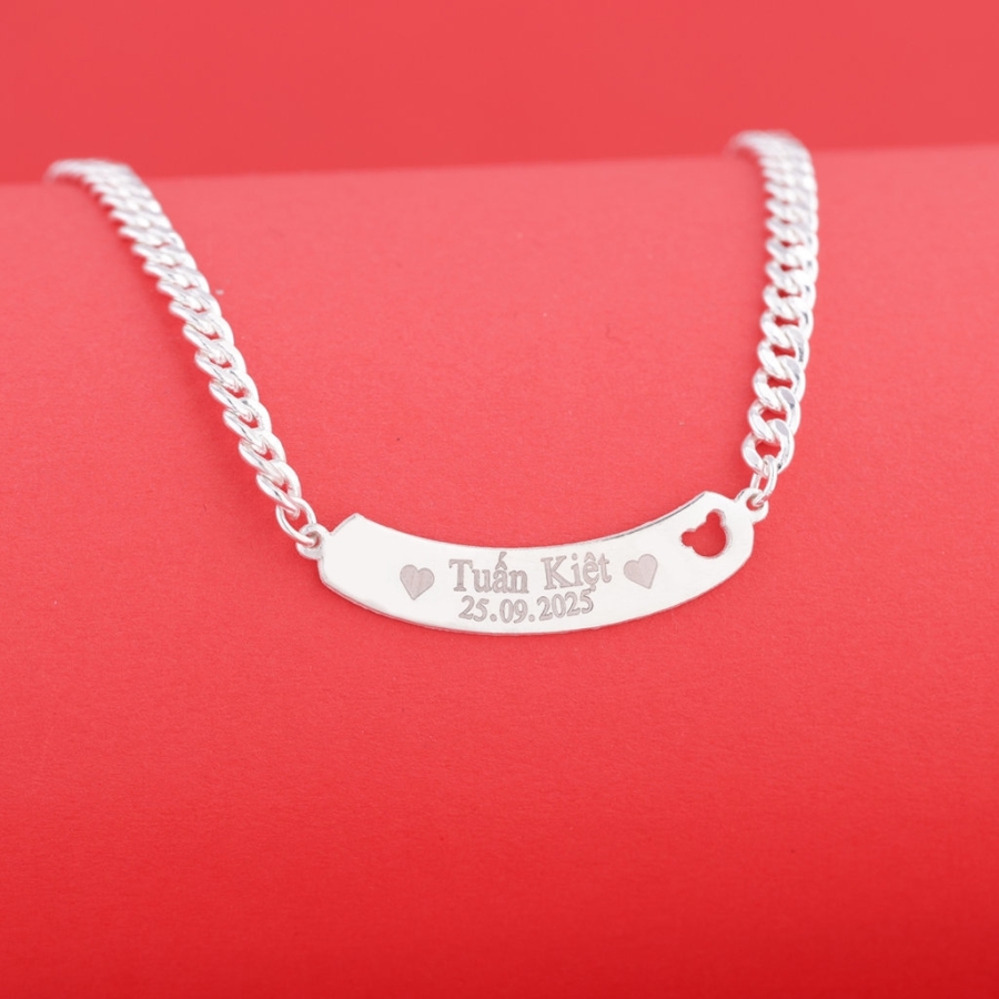 Dây chuyền bạc trẻ em khắc tên theo yêu cầu DCT0133