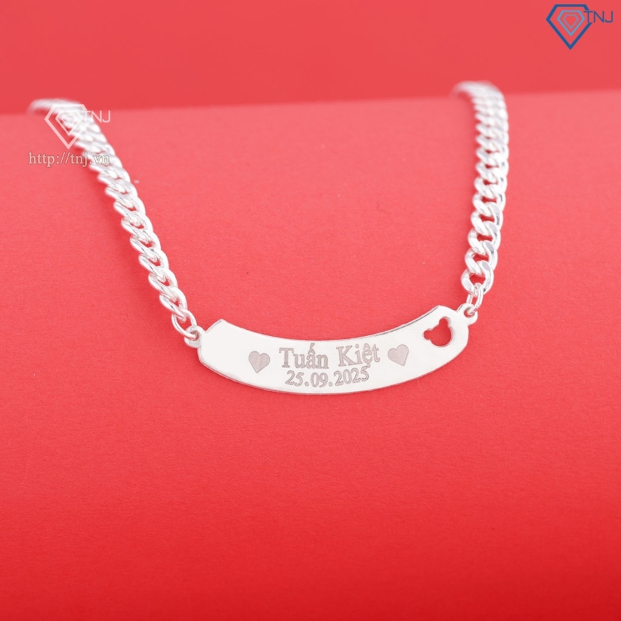 Dây chuyền bạc trẻ em khắc tên theo yêu cầu DCT0133 - Trang Sức TNJ