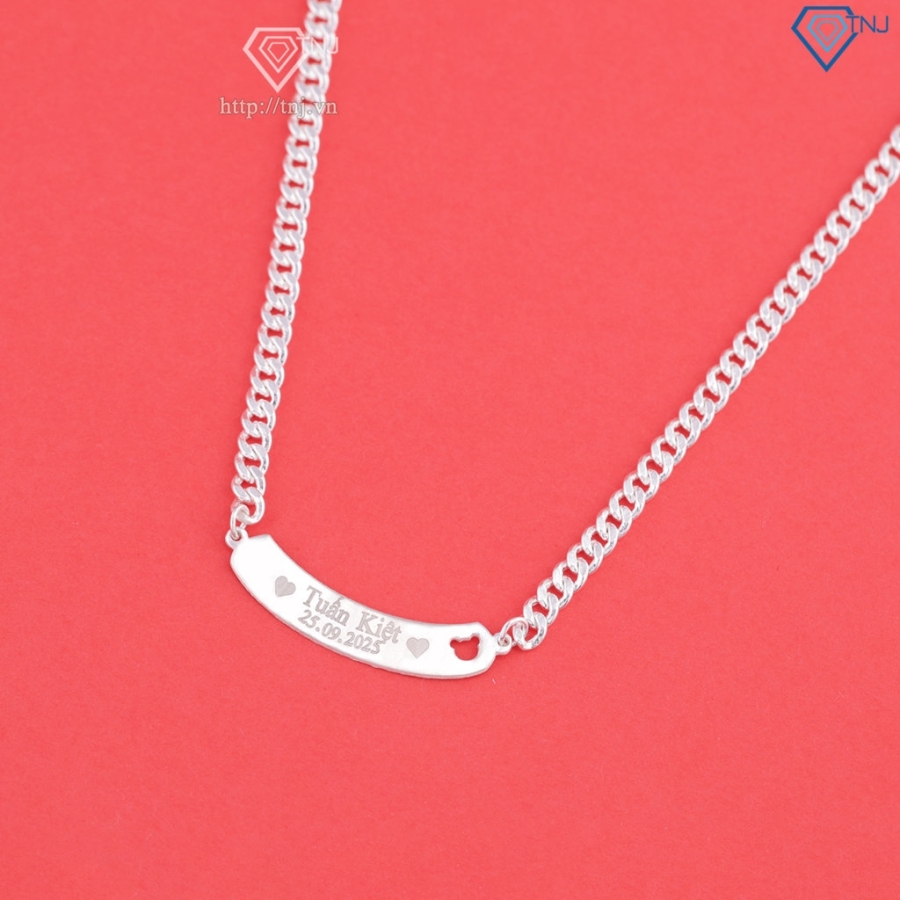 Dây chuyền bạc trẻ em khắc tên theo yêu cầu DCT0133 - Trang Sức TNJ