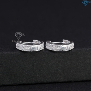 Khuyên tai bạc nam nhỏ 11mm đính full đá BTA0116 - Trang Sức TNJ