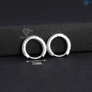 Khuyên tai bạc nam nhỏ 11mm đính full đá BTA0116 - Trang Sức TNJ