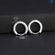 Khuyên tai bạc nam nhỏ 11mm đính full đá BTA0116 - Trang Sức TNJ