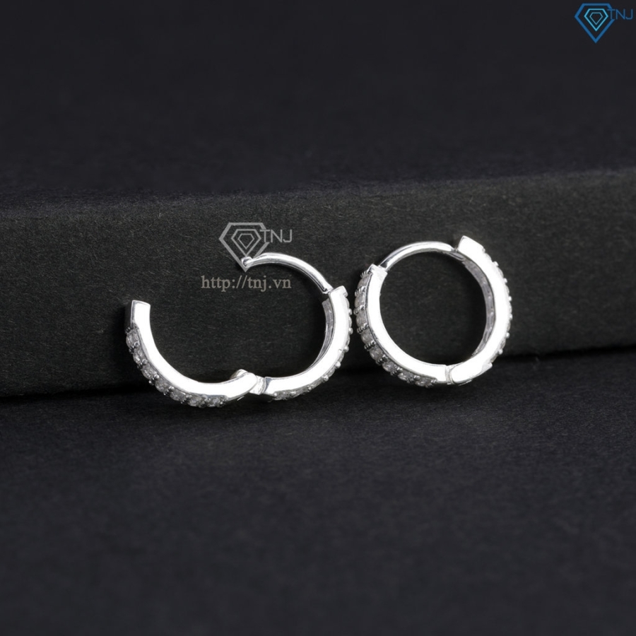 Khuyên tai bạc nam nhỏ 11mm đính full đá BTA0116 - Trang Sức TNJ