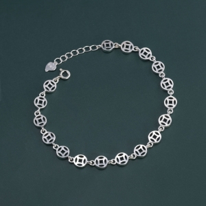 Lắc tay bạc nữ hình kim tiền đẹp LTN0437