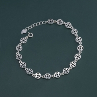 Lắc tay bạc nữ hình kim tiền đẹp LTN0437