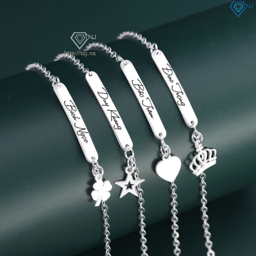 Lắc tay bạc nữ khắc tên theo yêu cầu giá rẻ LTN0438