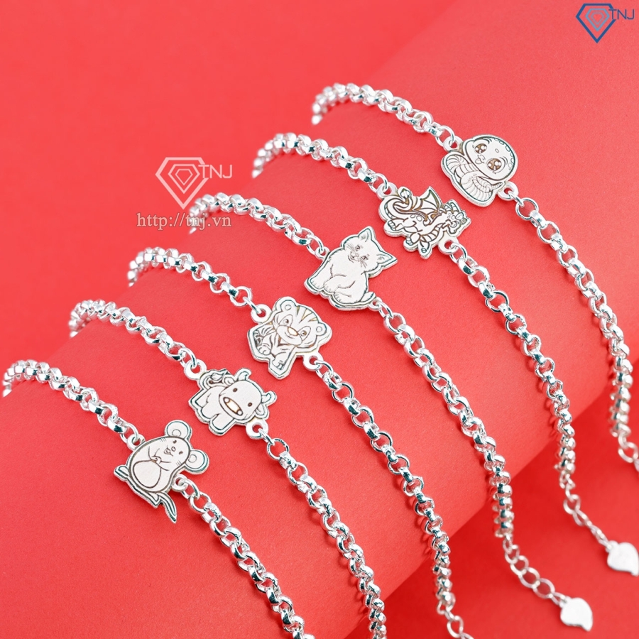 Lắc bạc cho bé hình 12 con giáp dễ thương LTT0200