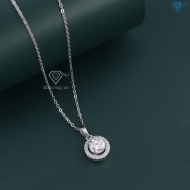Dây chuyền nữ mặt tròn đính kim cương Moissanite 6.5mm xi kim DCNM0068