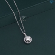 Dây chuyền nữ mặt tròn đính kim cương Moissanite 6.5mm xi kim DCNM0068