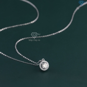 Dây chuyền nữ mặt tròn đính kim cương Moissanite 6.5mm xi kim DCNM0068