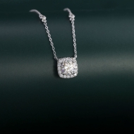 Dây chuyền nữ mặt vuông đính kim cương Moissanite 6.5mm xi kim DCNM0069