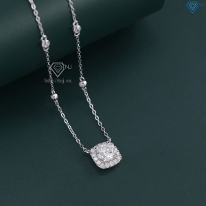 Dây chuyền nữ mặt vuông đính kim cương Moissanite 6.5mm xi kim DCNM006