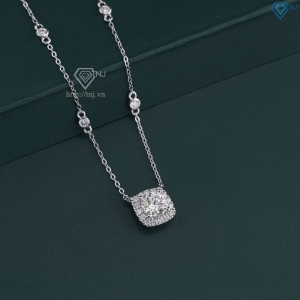 Dây chuyền nữ mặt vuông đính kim cương Moissanite 6.5mm xi kim DCNM006