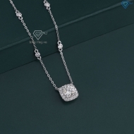 Dây chuyền nữ mặt vuông đính kim cương Moissanite 6.5mm xi kim DCNM006