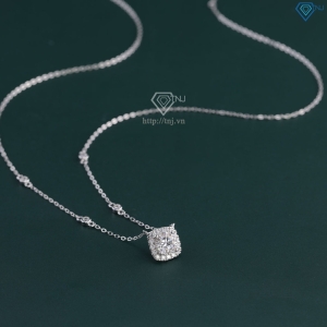 Dây chuyền nữ mặt vuông đính kim cương Moissanite 6.5mm xi kim DCNM006