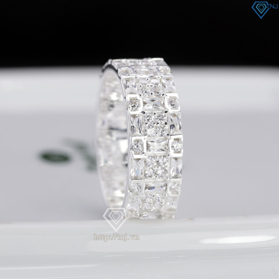 Nhẫn nam bạc 925 bản tròn đính đá đẹp NNA0864