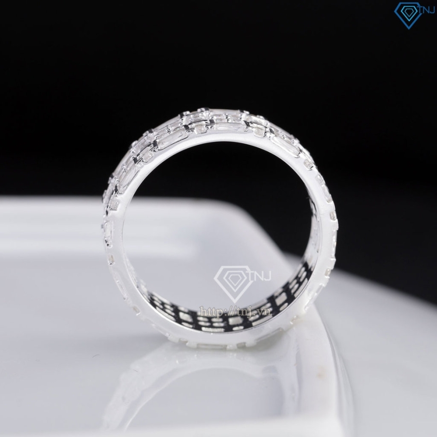 Nhẫn nam bạc 925 bản tròn đính đá đẹp NNA0864