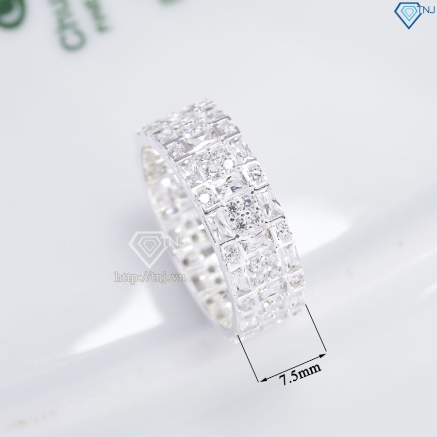 Nhẫn nam bạc 925 bản tròn đính đá đẹp NNA0864