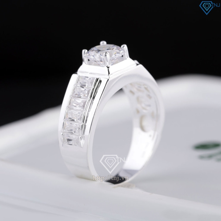 Nhẫn nam bạc 925 đính đá chủ trắng NNA0865