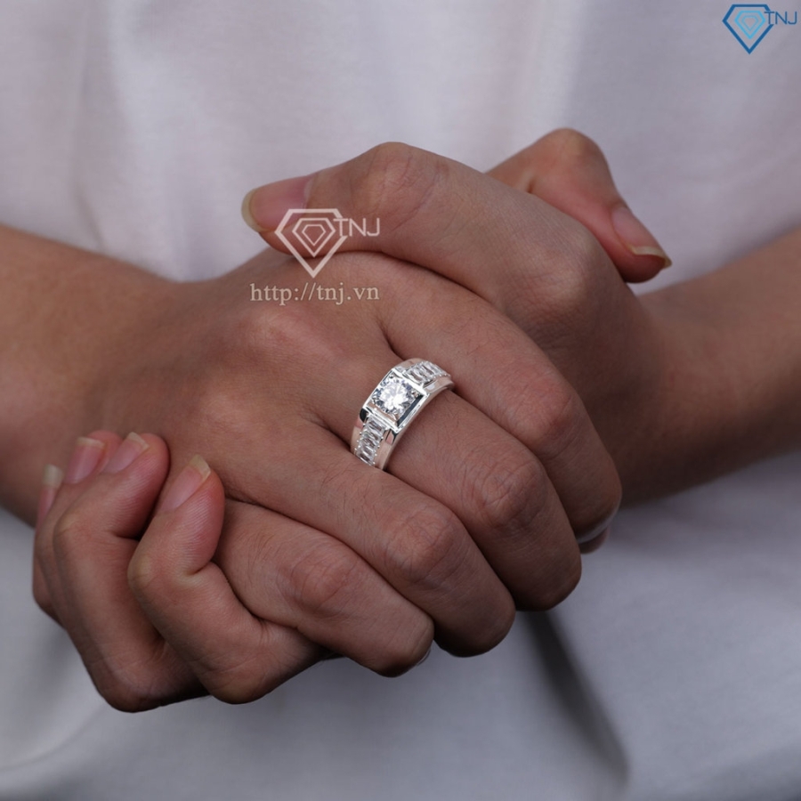 Nhẫn nam bạc 925 đính đá chủ trắng NNA0865