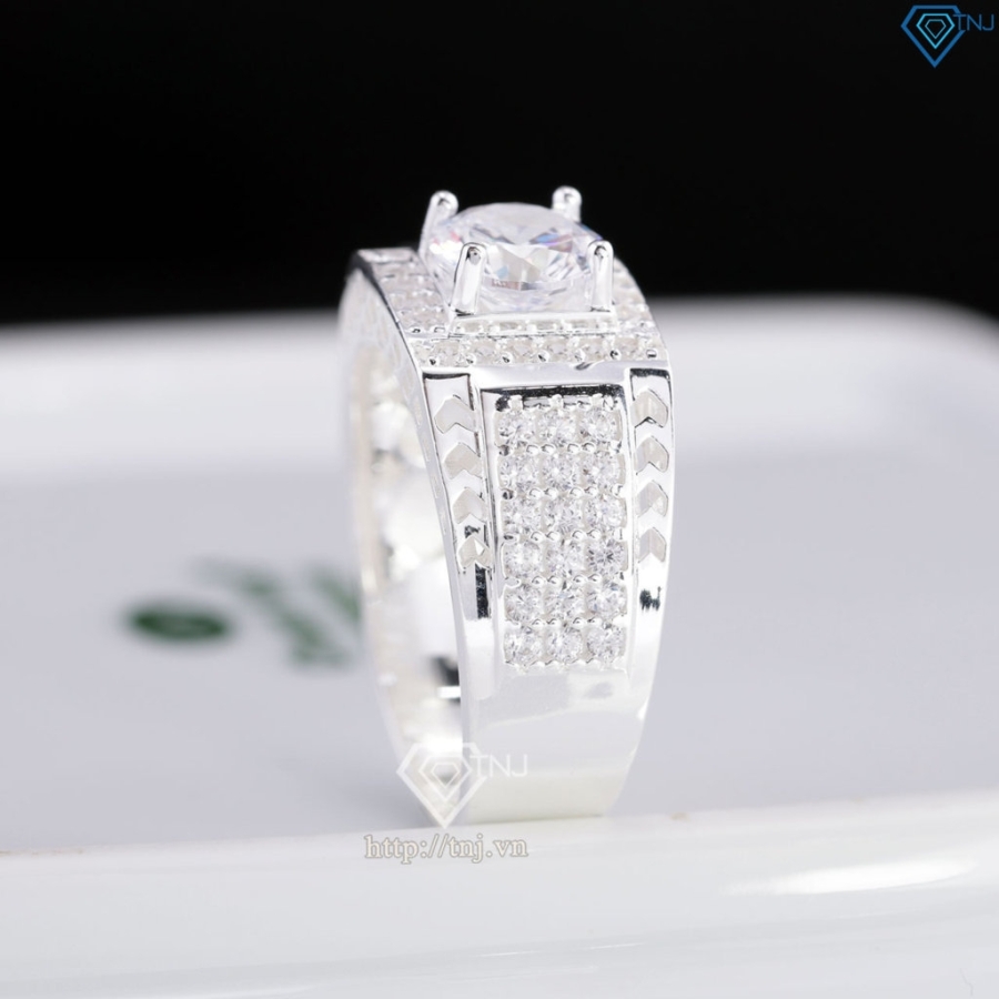 Nhẫn nam bạc hoạ tiết mũi tên đính đá NNA0867