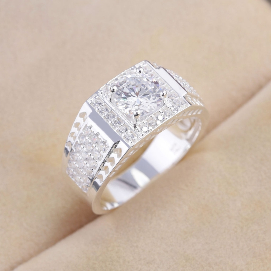 Nhẫn nam bạc hoạ tiết mũi tên đính đá NNA0867