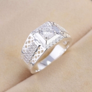 Nhẫn nam bạc hoạ tiết kẻ caro đính đá NNA0868