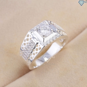 Nhẫn nam bạc hoạ tiết kẻ caro đính đá NNA0868