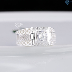 Nhẫn nam bạc hoạ tiết kẻ caro đính đá NNA0868