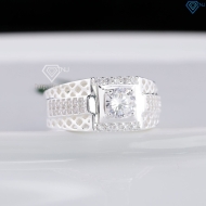 Nhẫn nam bạc hoạ tiết kẻ caro đính đá NNA0868