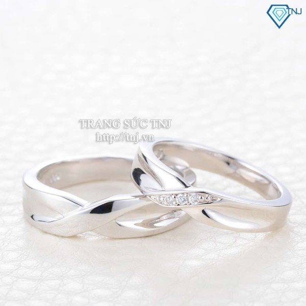 Nhẫn đôi bạc nhẫn cặp bạc đẹp đính đá ND0183