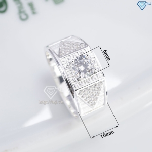 Nhẫn nam bạc hoạ tiết hình tam giác đính đá NNA0869