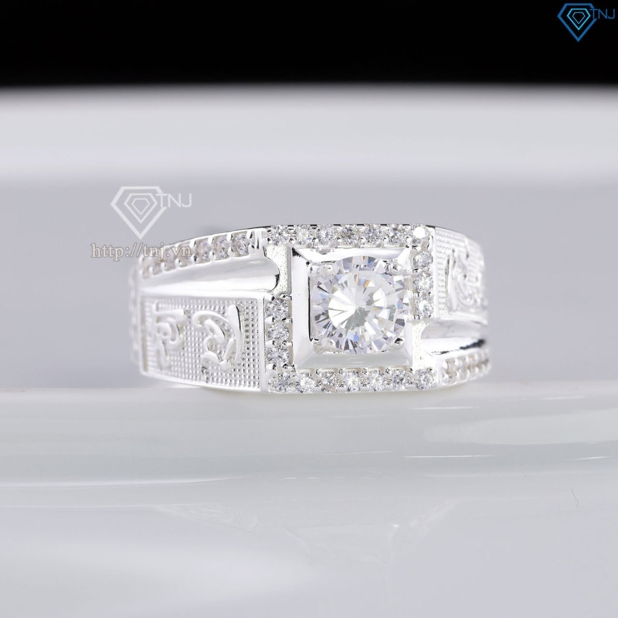 Nhẫn nam bạc chữ Tài Lộc đính đá NNA0870